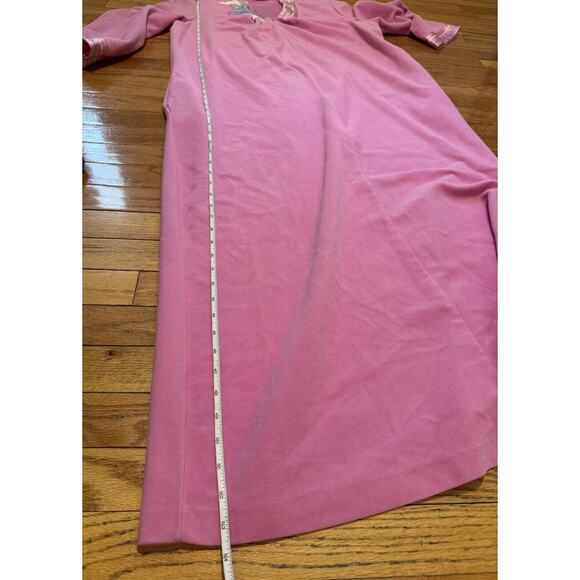 Vanity Fair Long PINK White Blue Applique robe House Zip Large pockets vintage - Picture 14 of 14